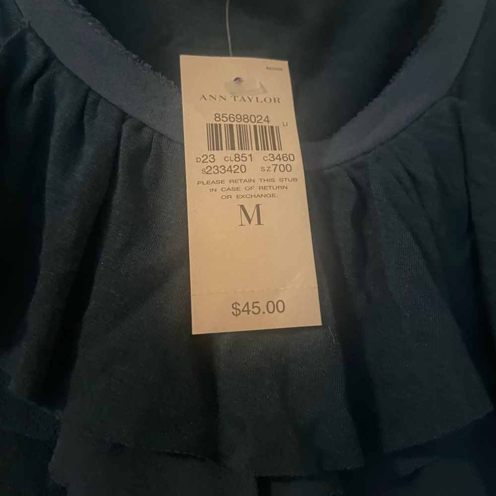 NWT Ann Taylor Navy Ruffle Blouse size medium - Picture 5 of 11